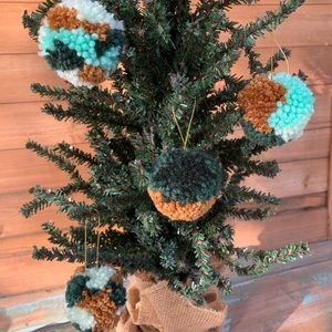 Set of 4 Handmade Southwest Pom Pom Ornaments